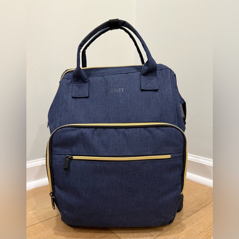 YTONET Diaper Backpack Navy Blue USB Charging Port Travel Baby Bag